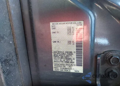 2014 Nissan Maxima 3.5 S from USA, damaged, VIN 1N4AA5AP0EC905828